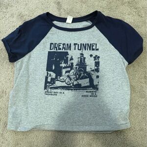 SHEIN Cropped Gray and Navy Tee